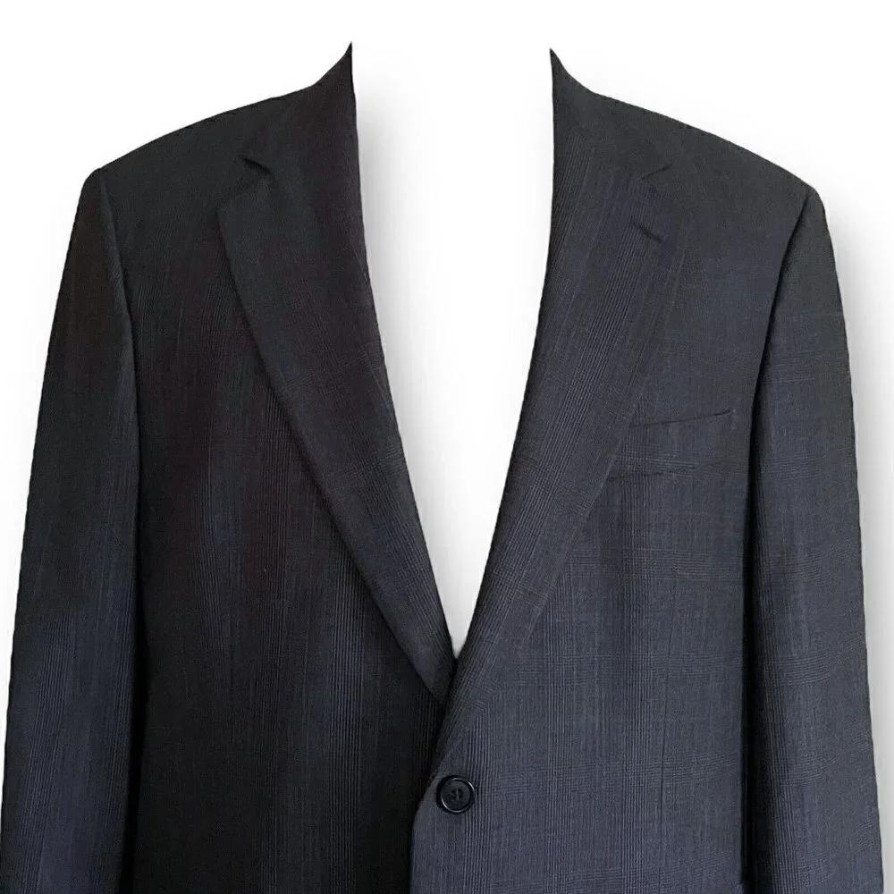 Brooks Brothers 346 Mens Blazer Sz 42R Gray Glen Plaid Stretch Wool Two Button